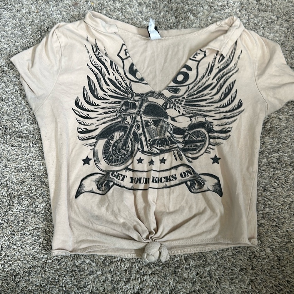 Motorcycle baby tee crop top